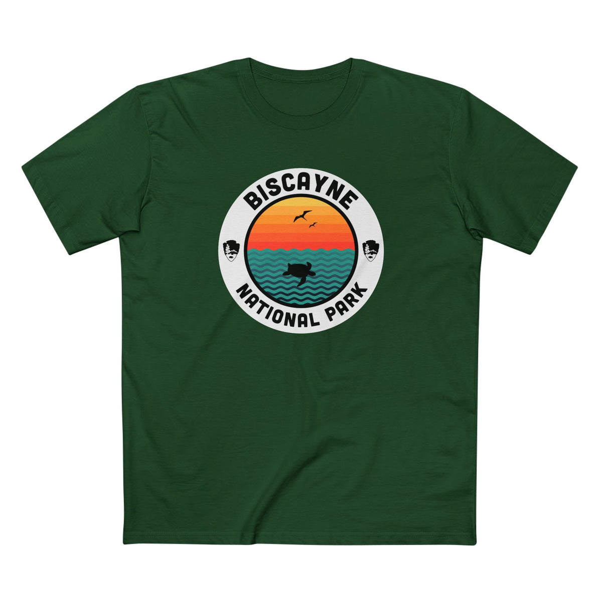 Biscayne National Park - Round Badge Design in Forest Green