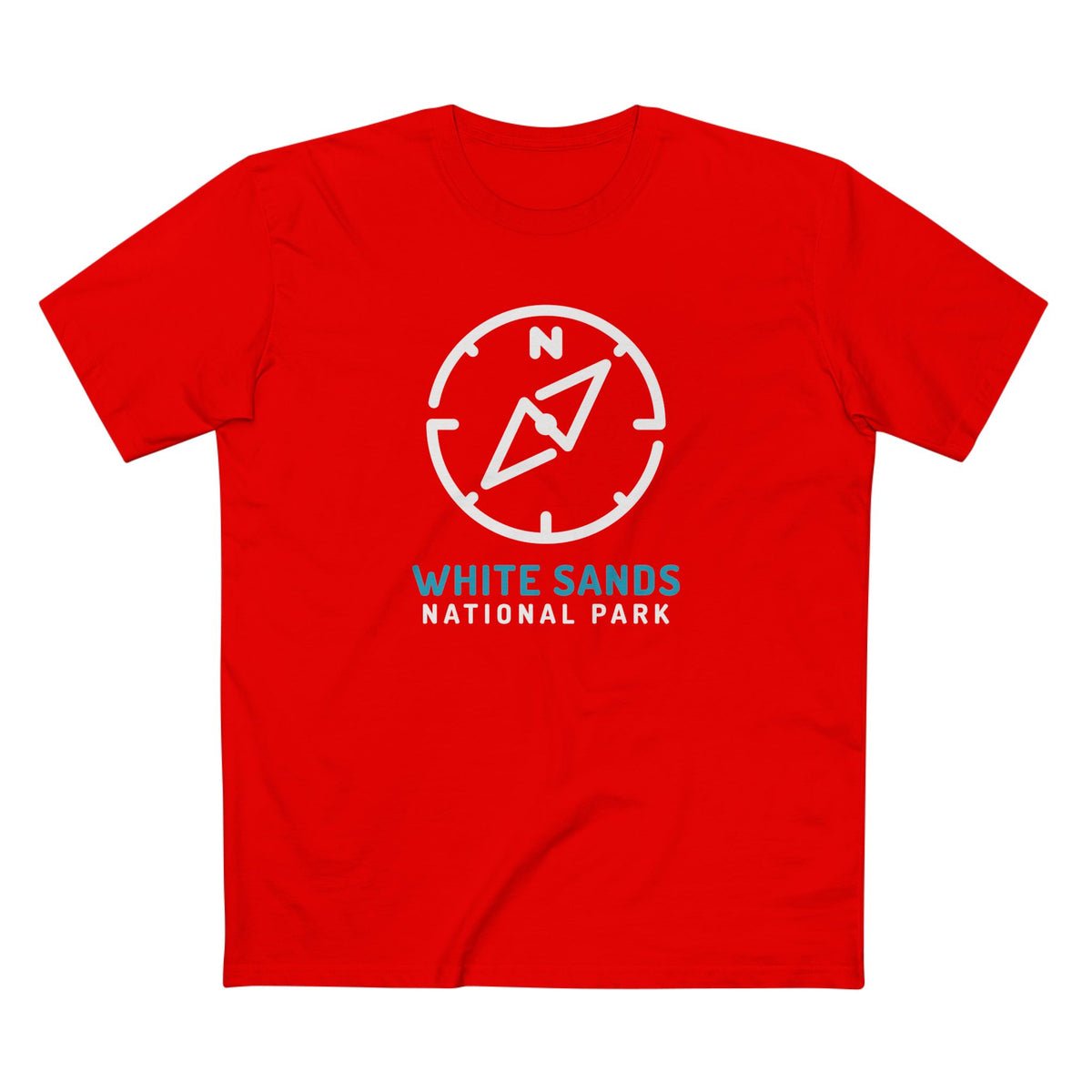White Sands National Park T-Shirt Compass Design in Red