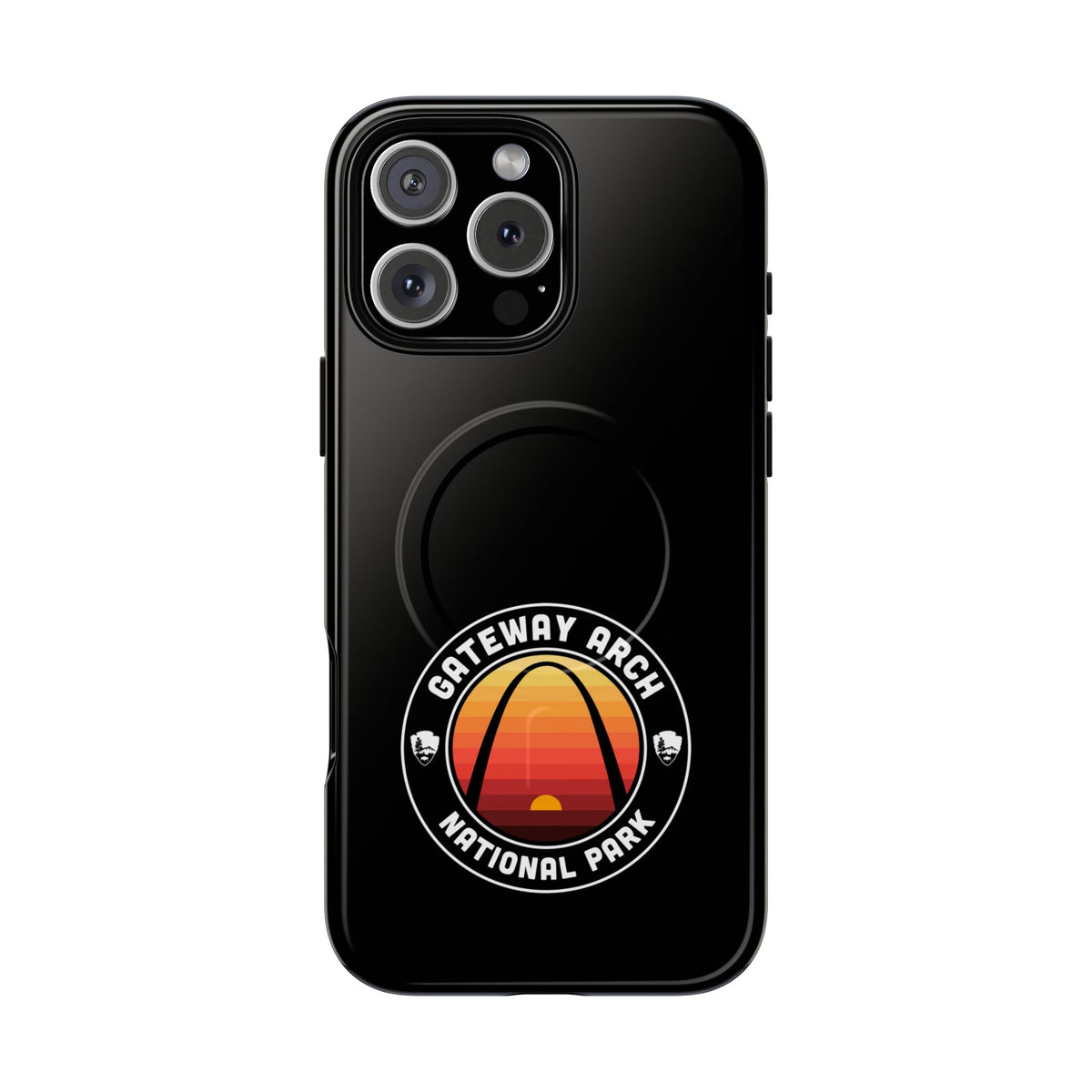 Gateway Arch National Park iPhone Case with MagSafe - Round Emblem Design