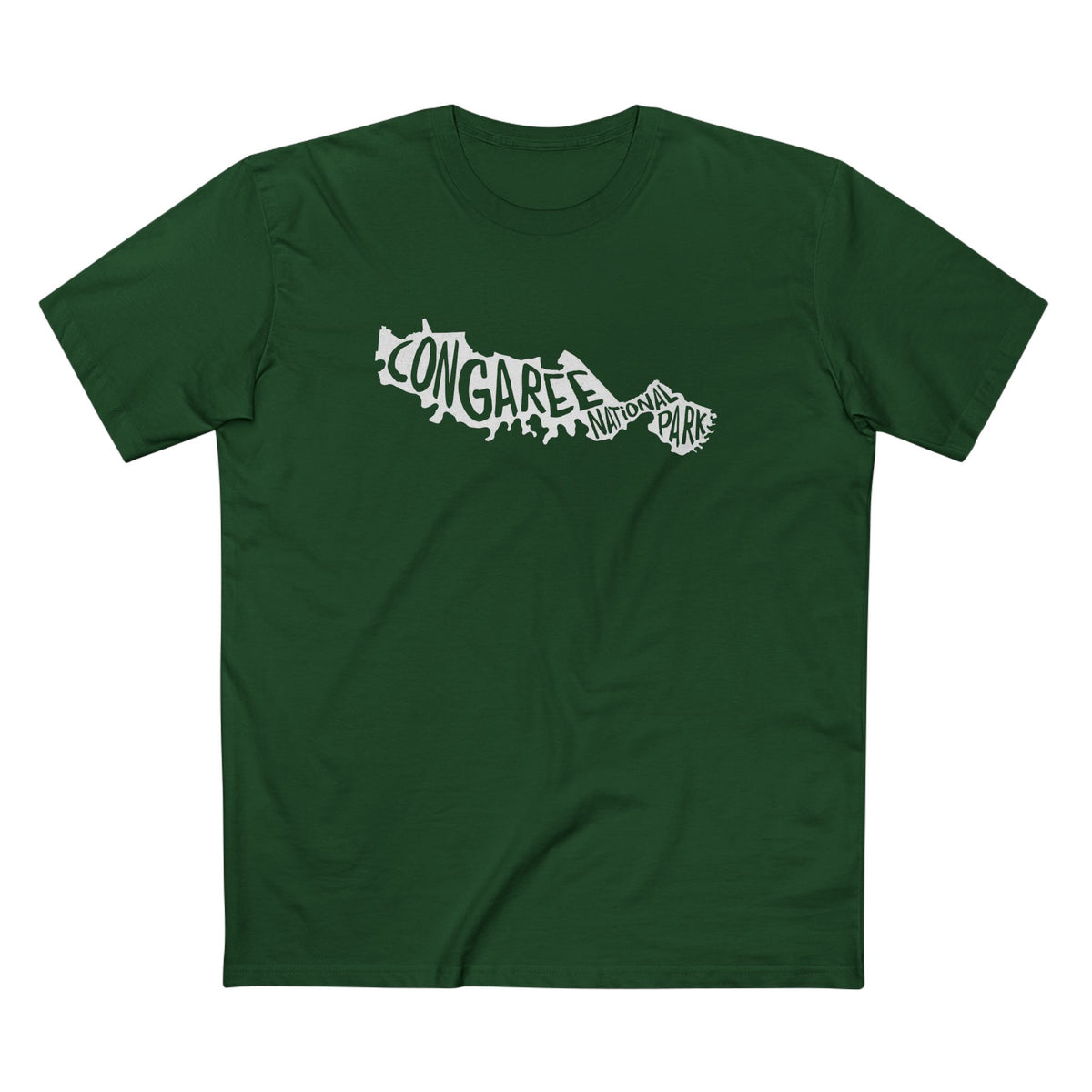 Congaree National Park T-Shirt - Map in Forest Green