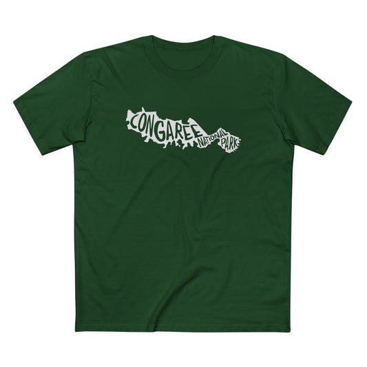 Congaree National Park T-Shirt - Map in Forest Green