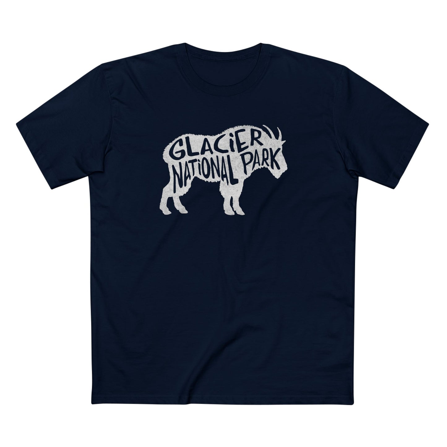 Glacier National Park T-Shirt - Mountain Goat in Navy