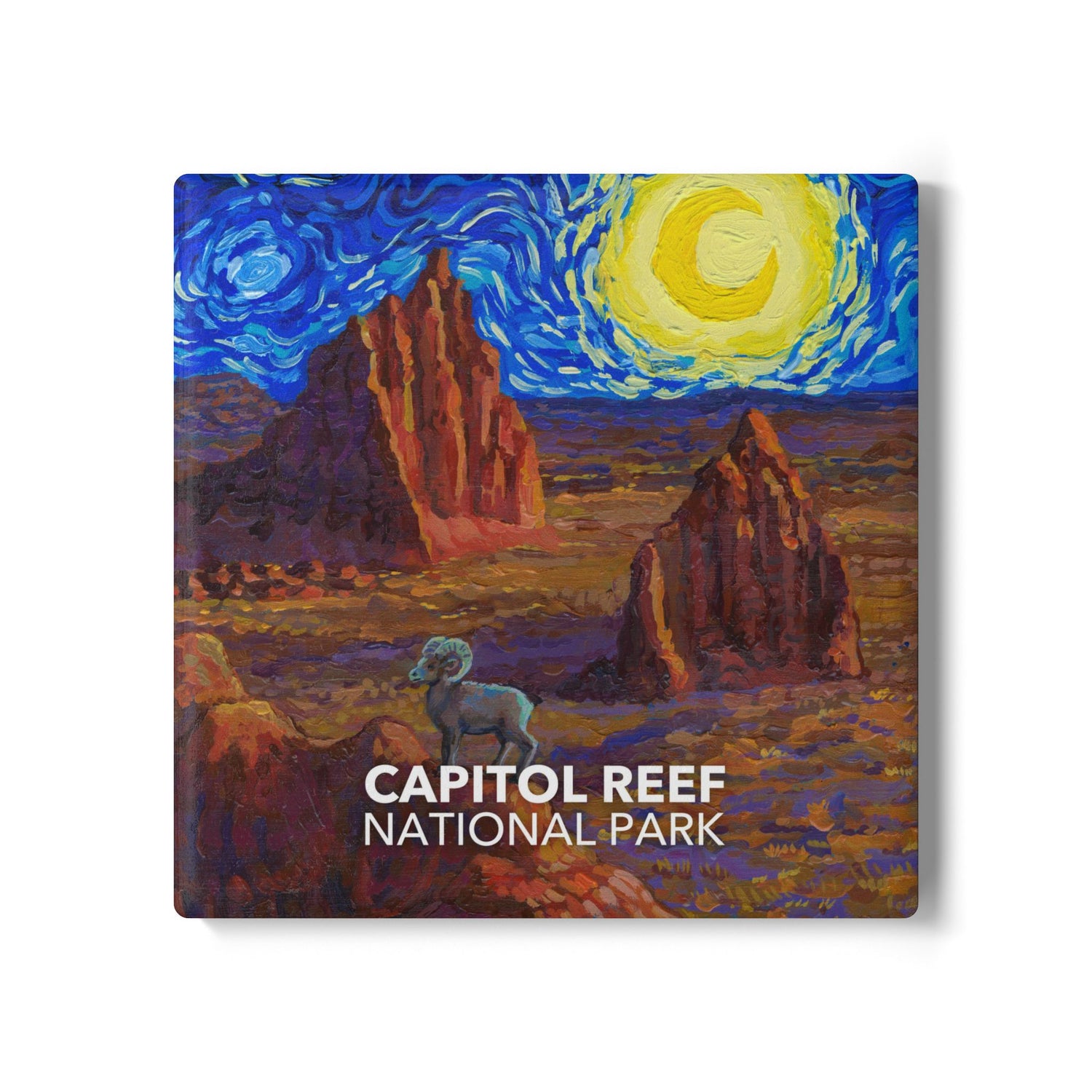 Capitol Reef National Park coaster featuring a Van Gogh ‘Starry Night’-style design