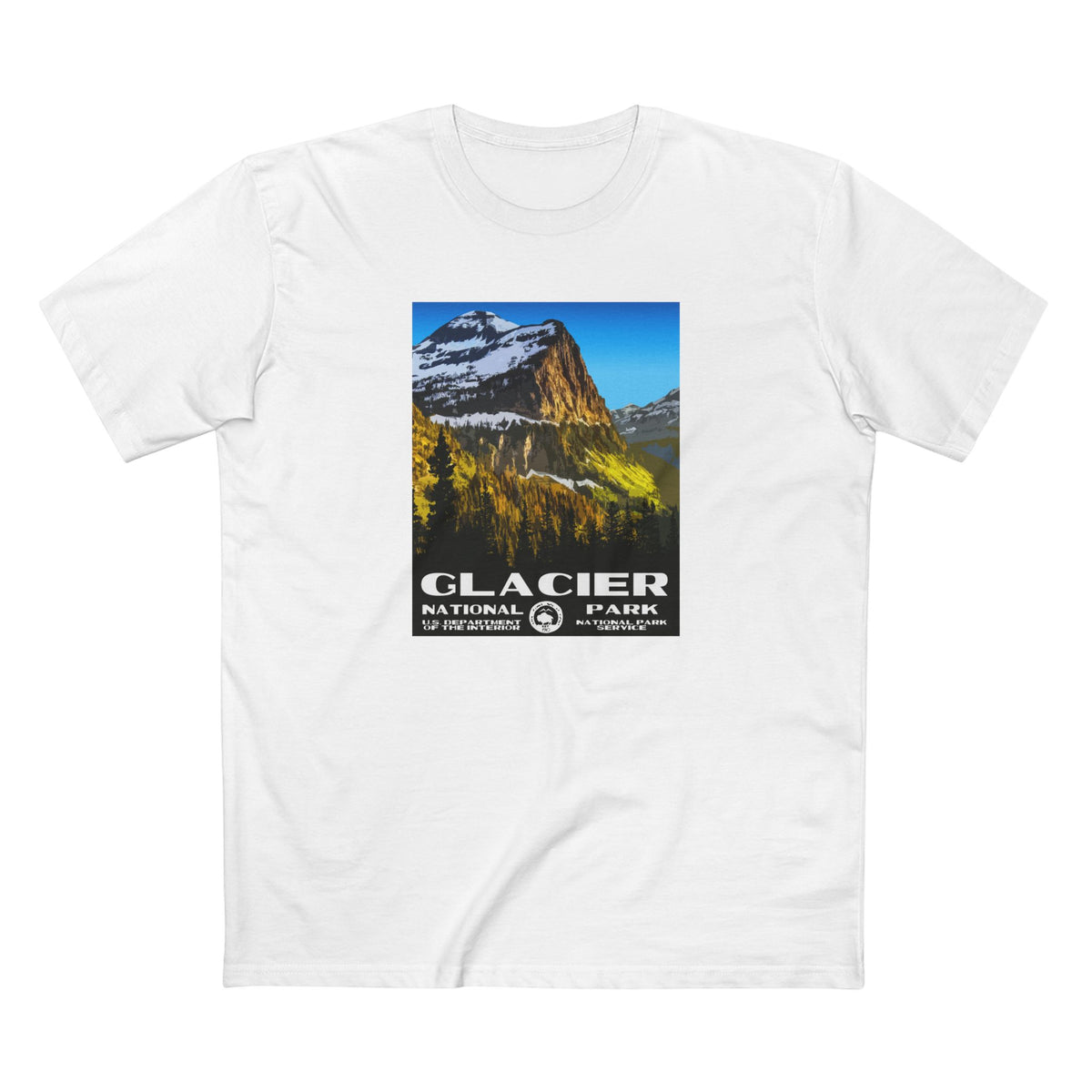 Glacier National Park T-Shirt - WPA Poster in White