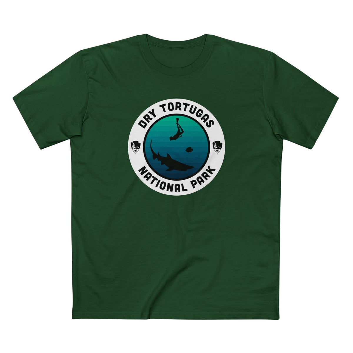 Dry Tortugas National Park T-Shirt - Round Badge Design in Forest Green