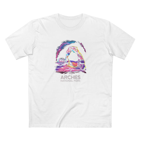 Arches National Park T-Shirt - 80s Neon Design in White