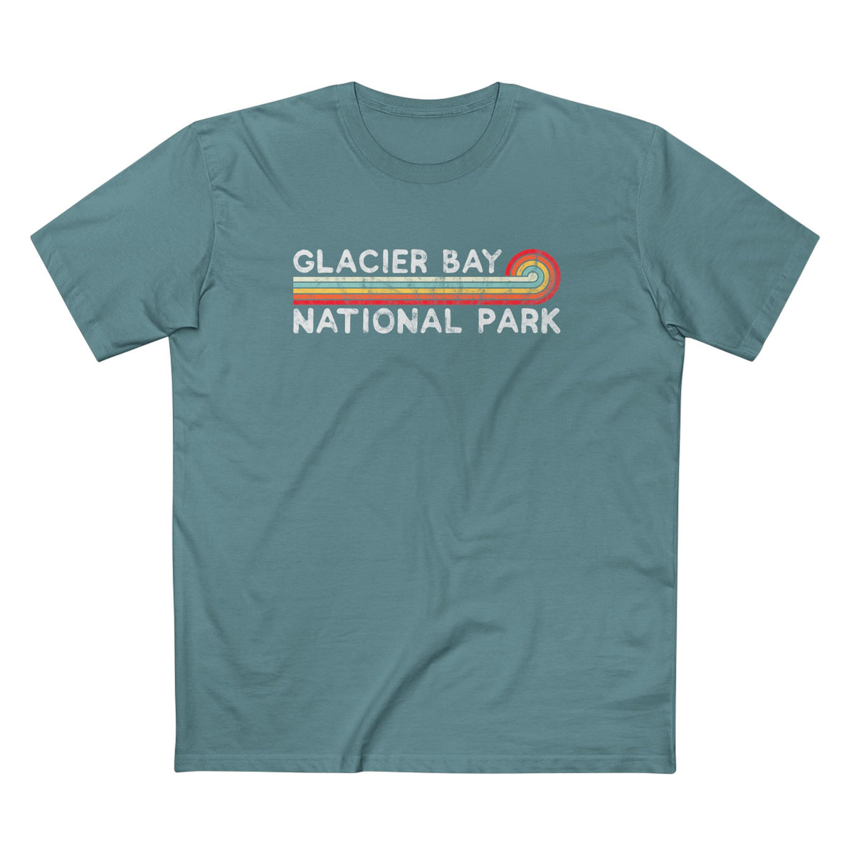 Glacier Bay National Park T-Shirt - Vintage Stretched Sunrise in Slate Blue
