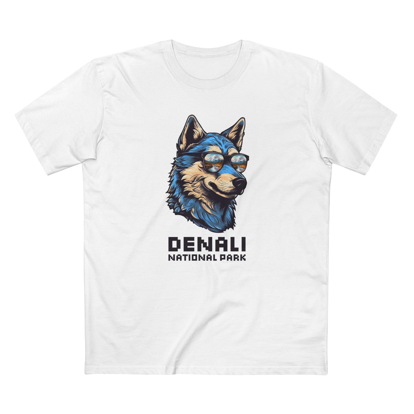 Denali National Park T-Shirt - Smooth Wolf in White