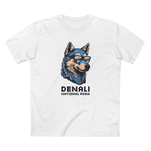 Denali National Park T-Shirt - Smooth Wolf in White