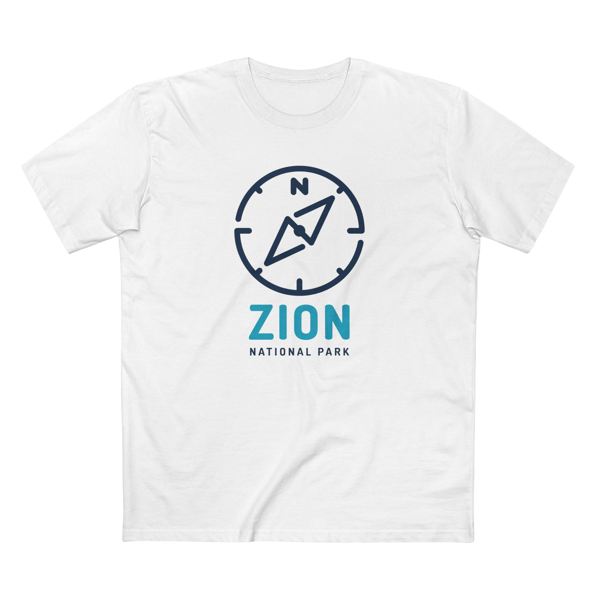 Zion National Park T-Shirt Compass Design in White