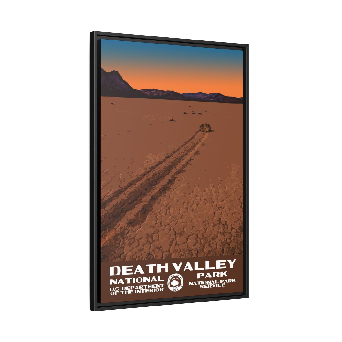 Death Valley National Park Framed Canvas - WPA Poster Racetrack Playa