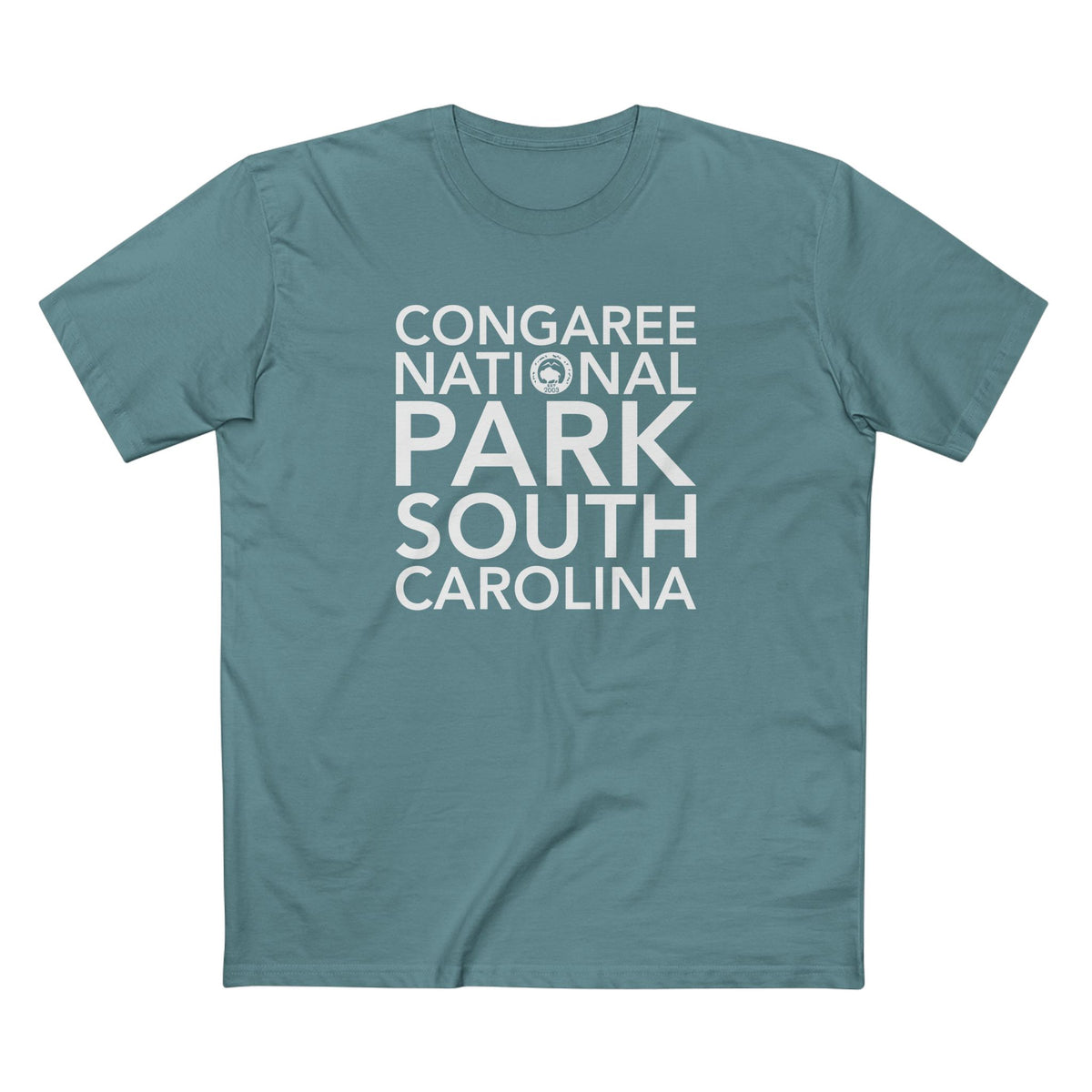 Congaree National Park T-Shirt Block Text in Slate Blue