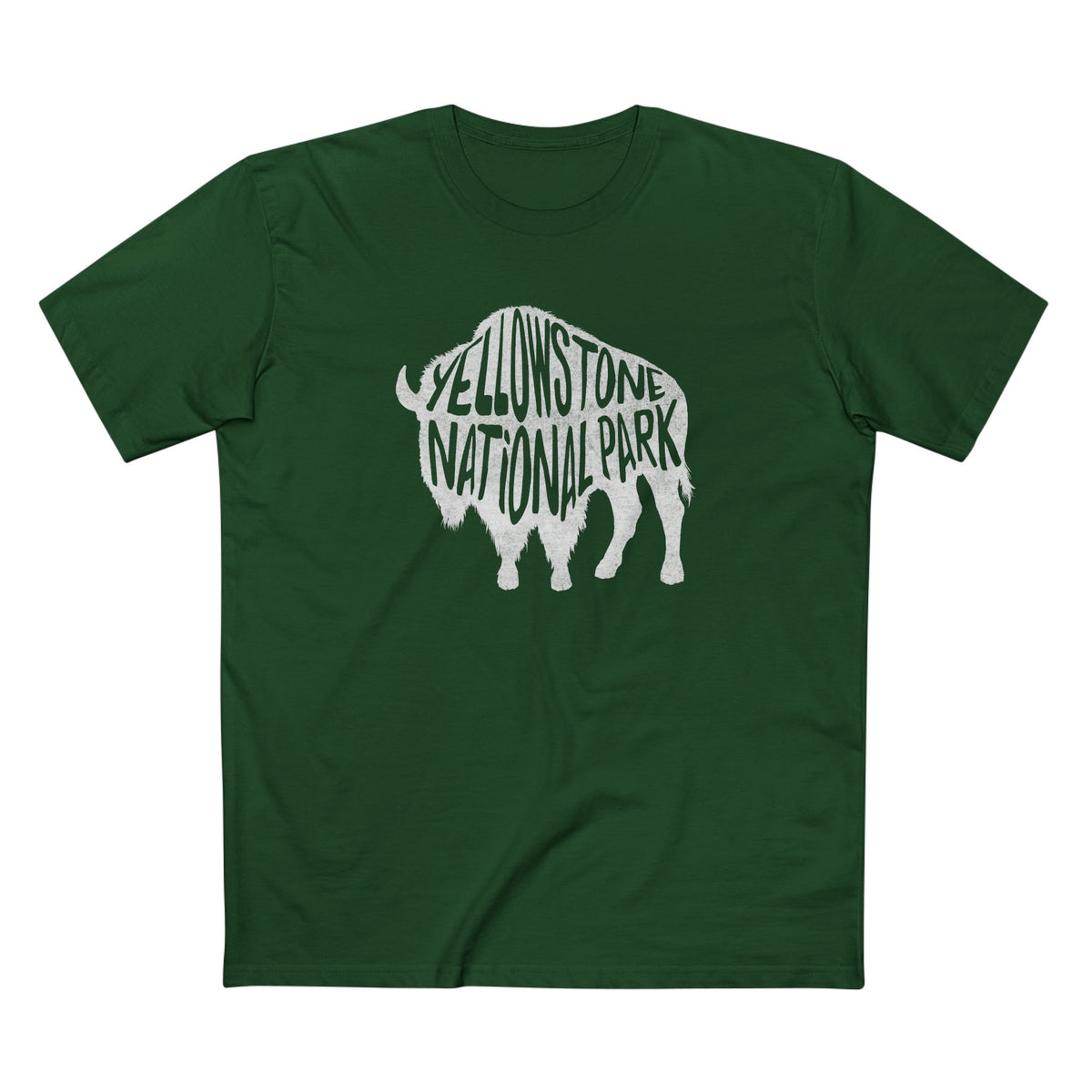 Yellowstone National Park T-Shirt - Bison in Forest Green