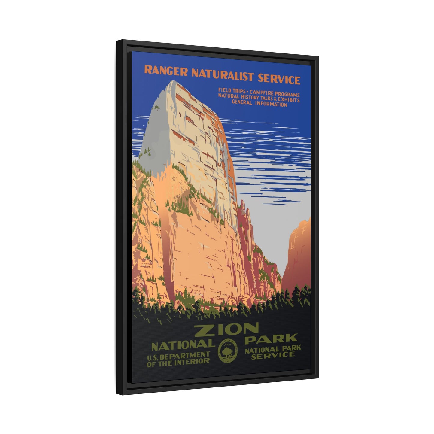Zion National Park Framed Canvas - WPA Poster