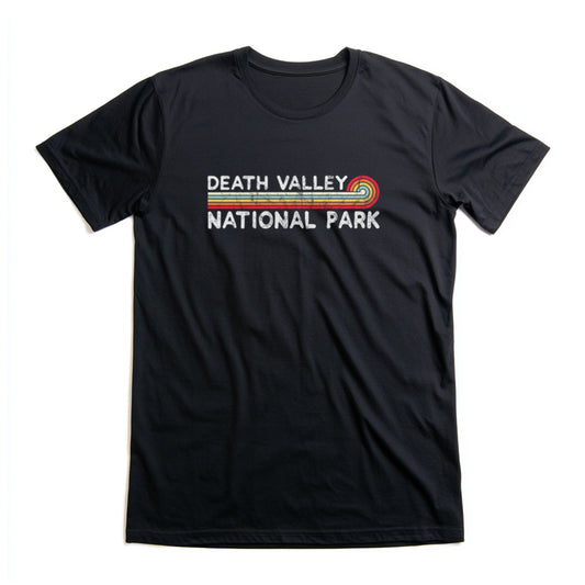 Death Valley National Park T-Shirt - Vintage Stretched Sunrise in Black