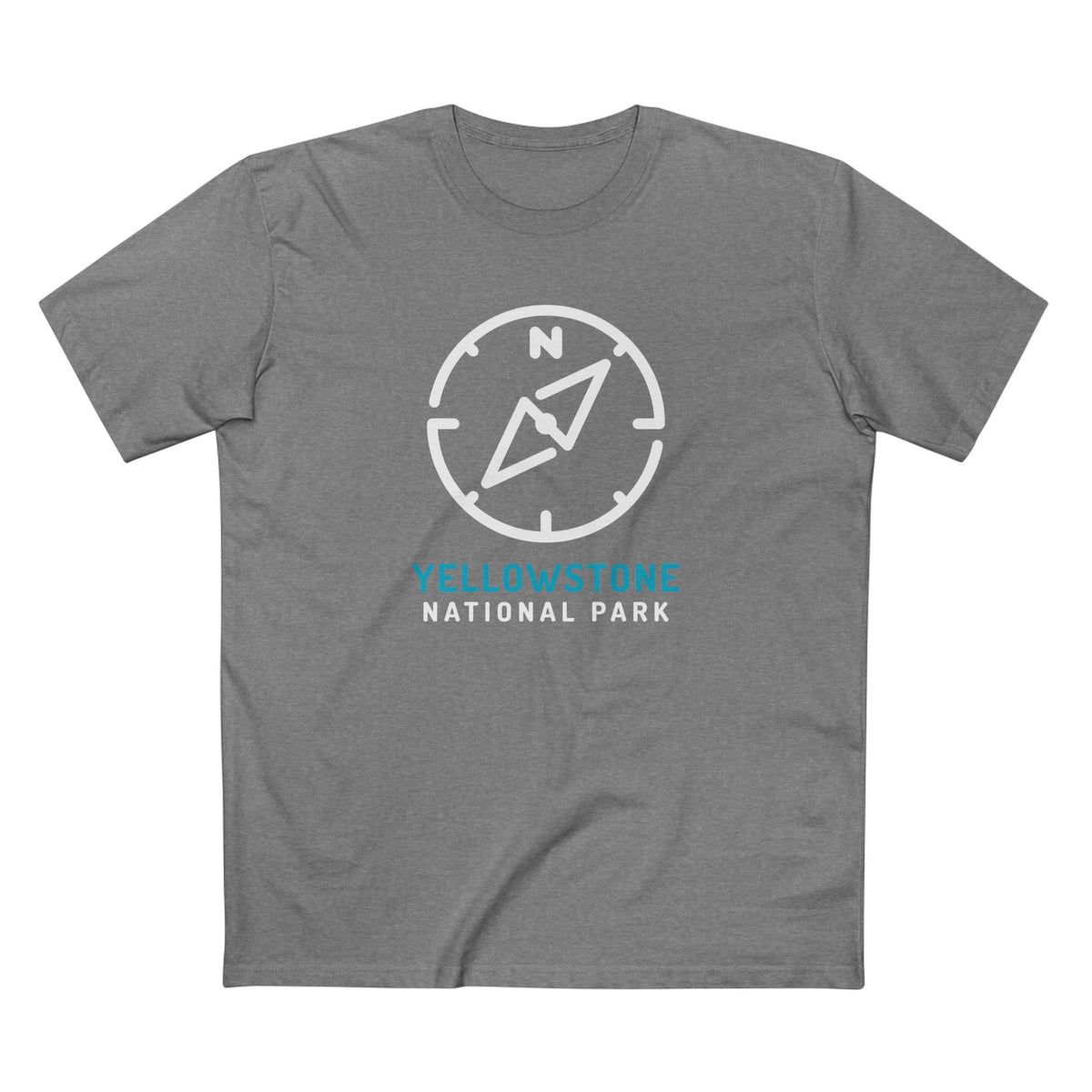 Yellowstone National Park T-Shirt Compass Design in Athletic Heather