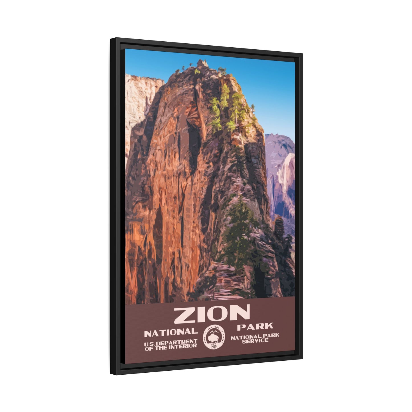 Zion National Park Framed Canvas - WPA Poster
