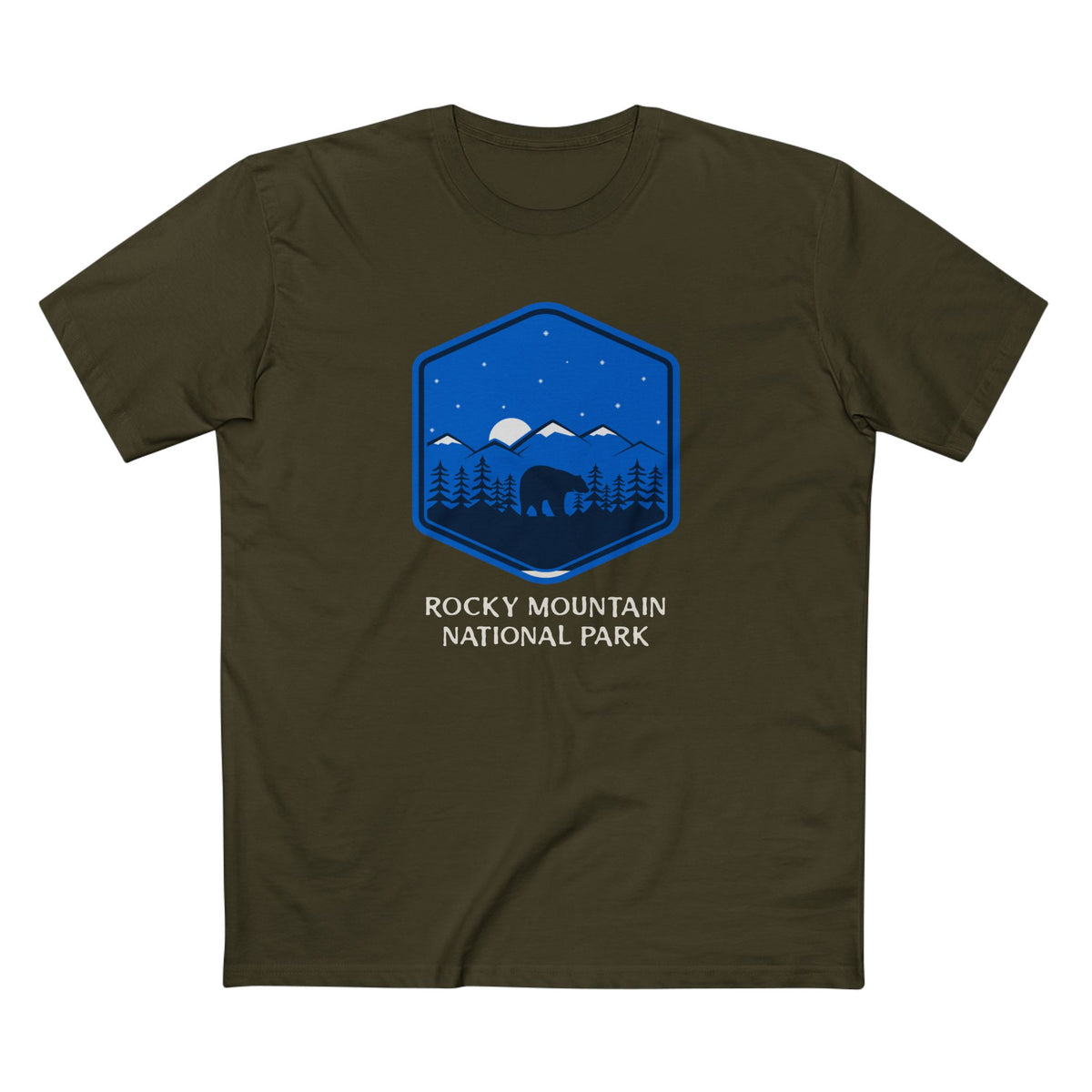 Rocky Mountain National Park T-Shirt - Bear Graphic in Army