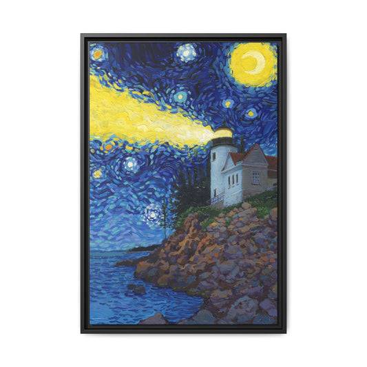 Acadia National Park Framed Canvas - The Starry Night