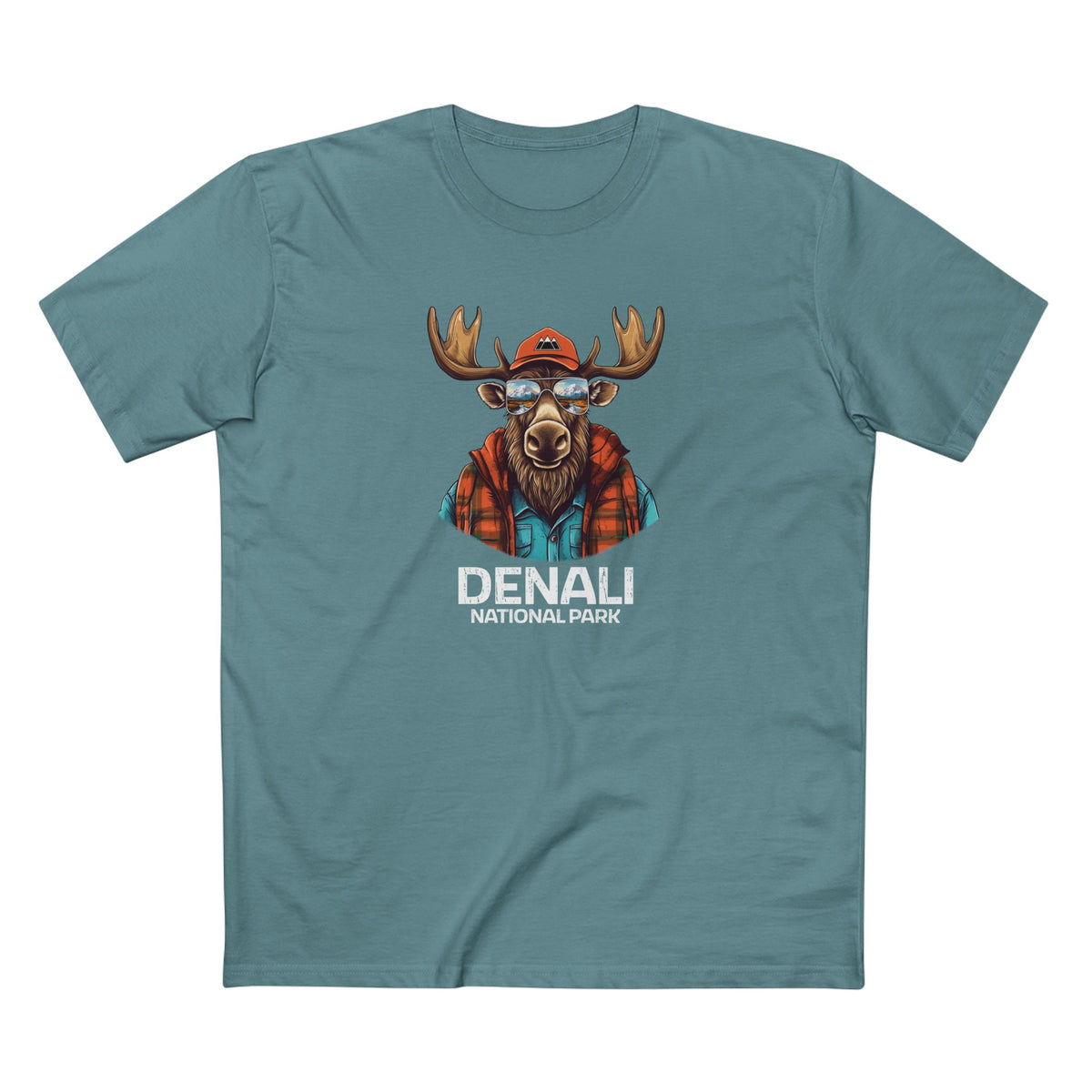 Denali National Park T-Shirt - Cool Moose in Slate Blue
