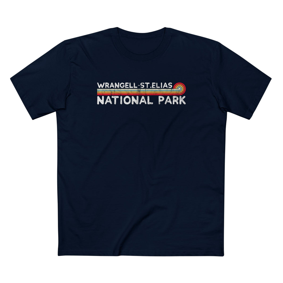 Wrangell - St. Elias National Park T-Shirt - Vintage Stretched Sunrise in Navy