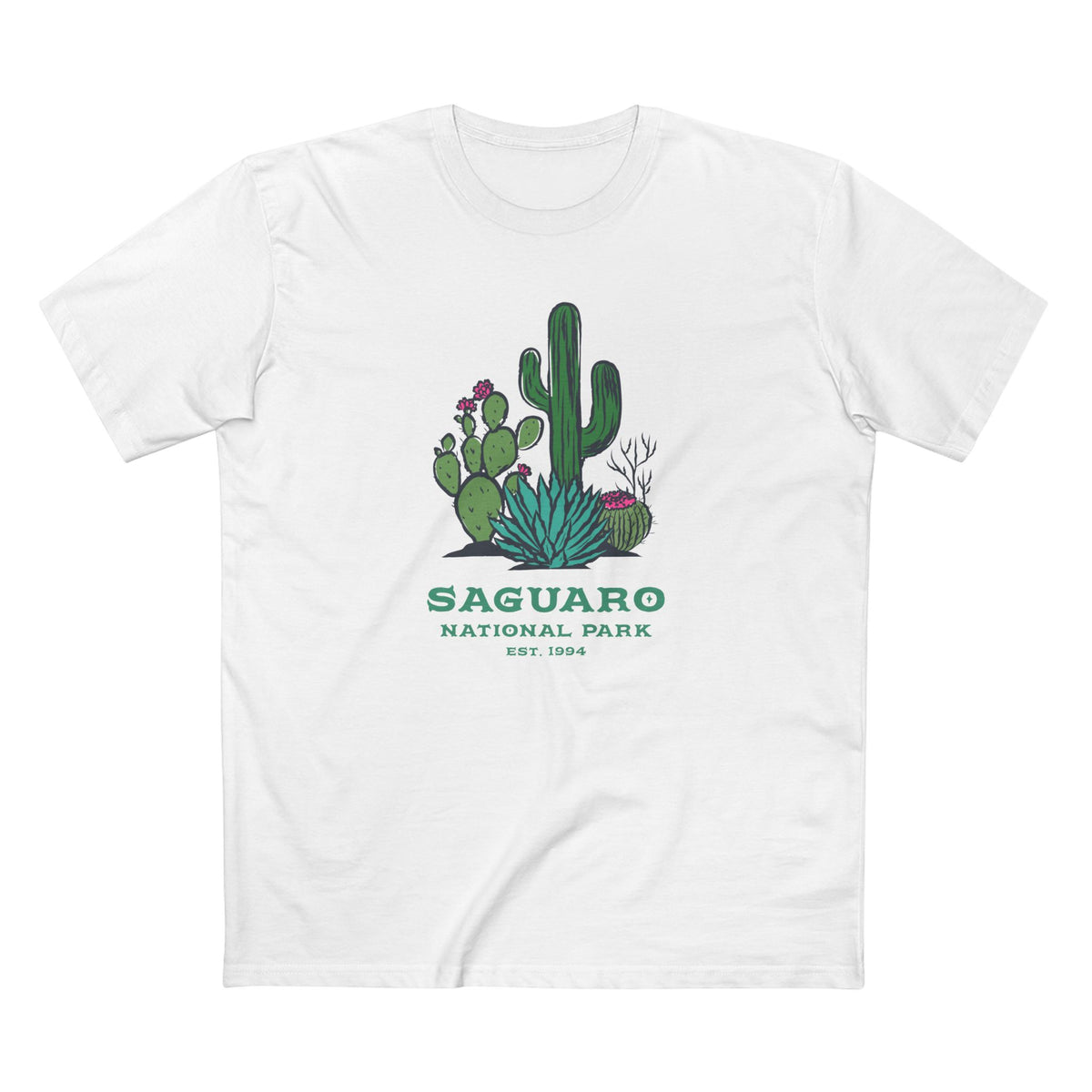 Saguaro National Park T-Shirt - Cacti Graphic in White