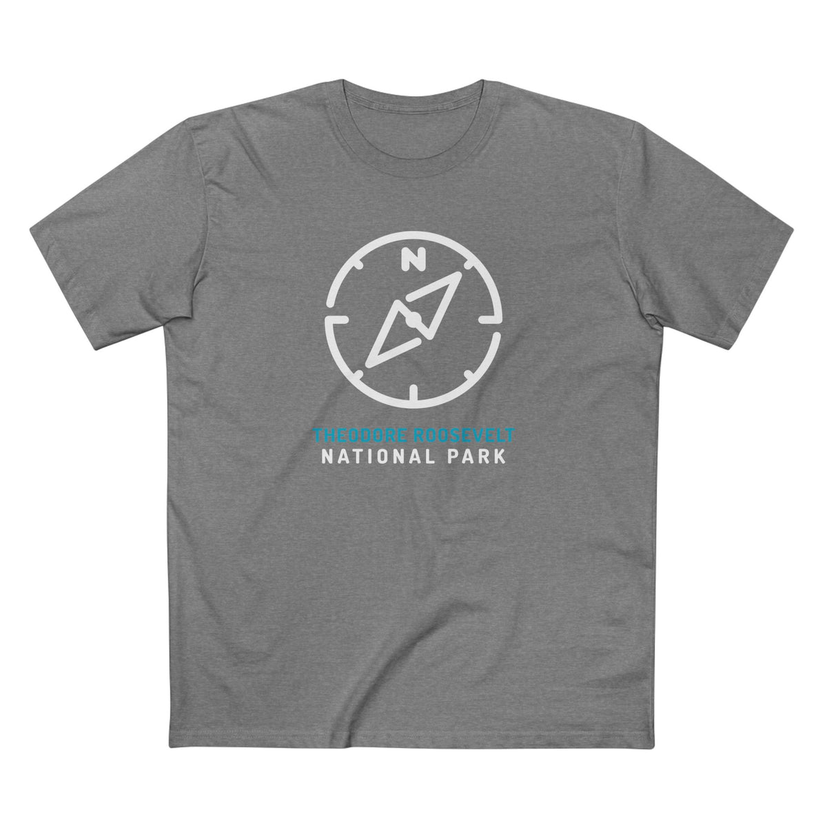 Theodore Roosevelt National Park T-Shirt Compass Design in Athletic Heather