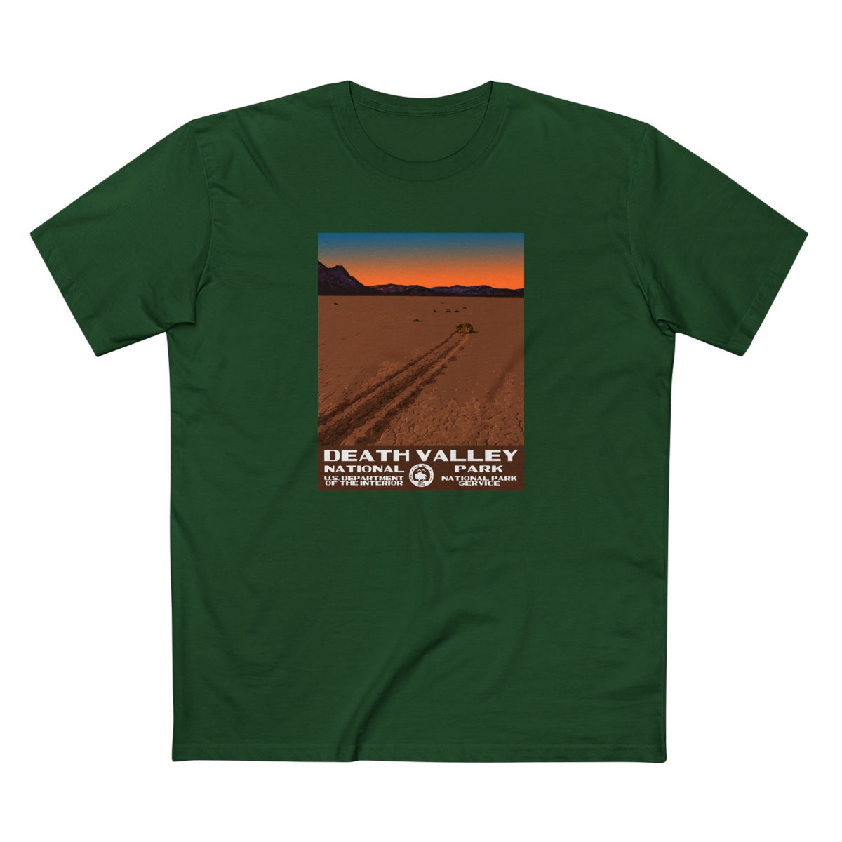 Death Valley National Park T-Shirt - Racetrack Playa in Forest Green
