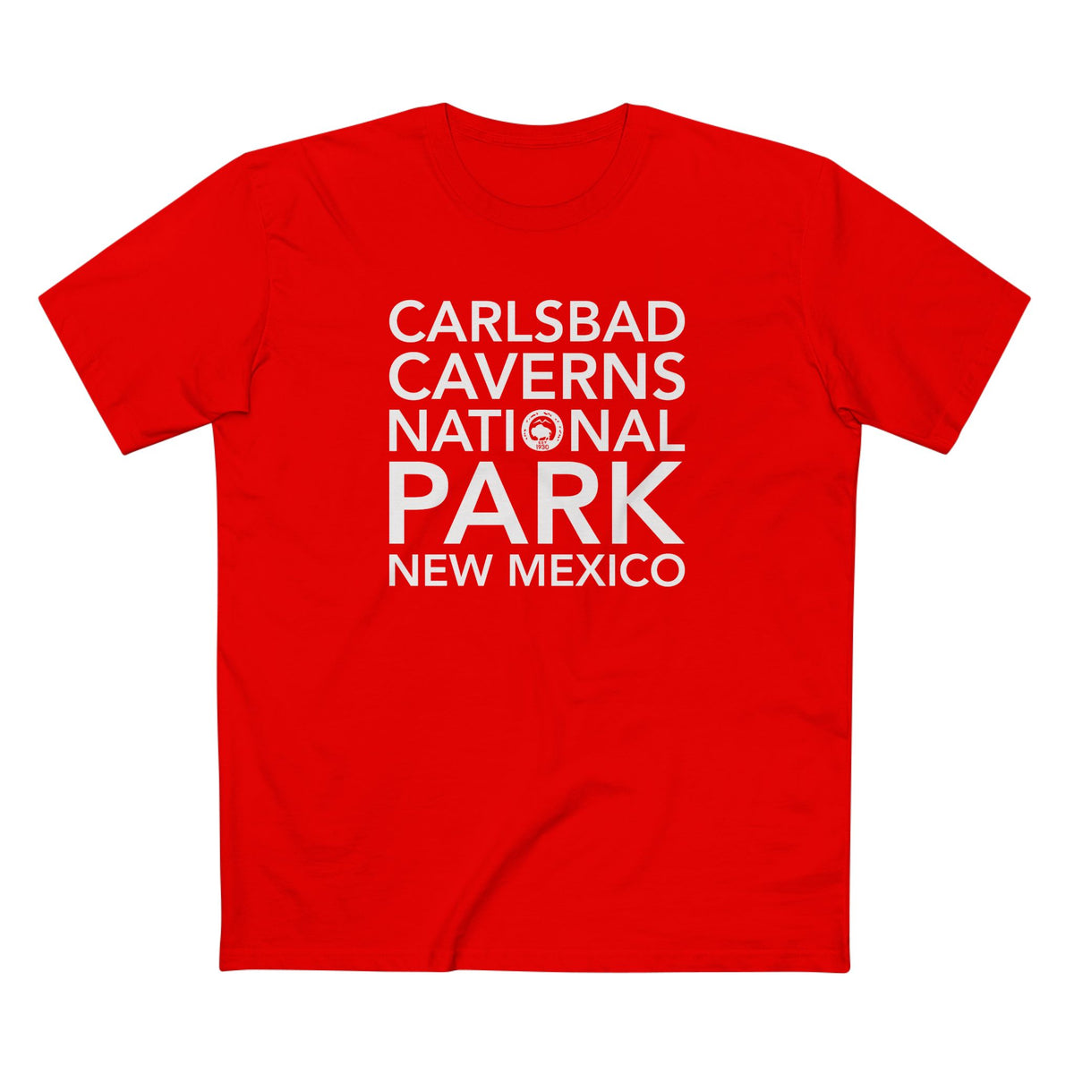 Carlsbad Caverns National Park T-Shirt Block Text in Red