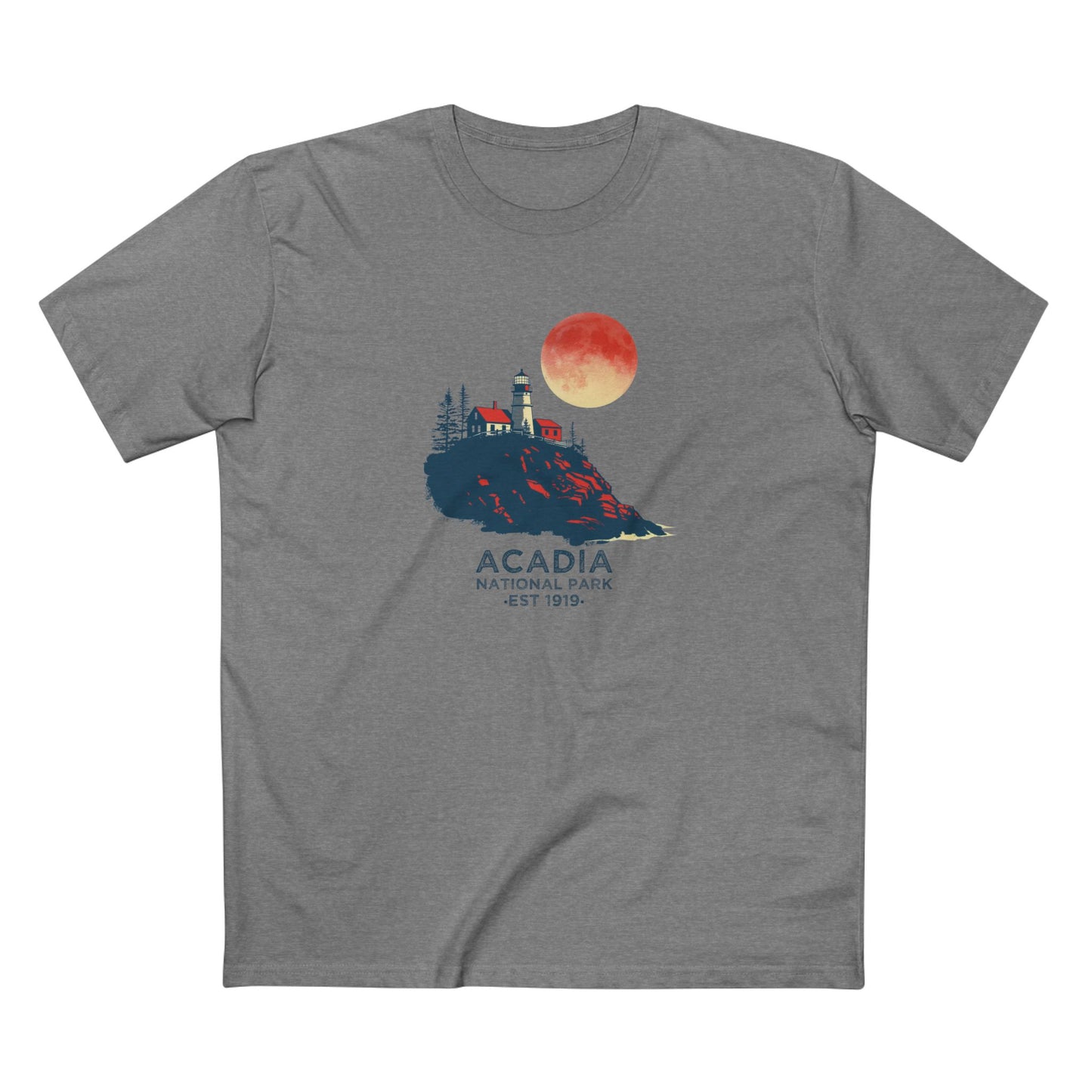 Acadia National Park T-Shirt - Lighthouse in Athletic Heather