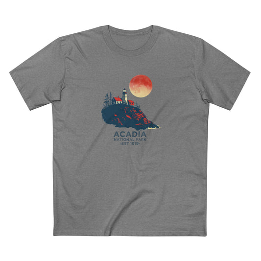Acadia National Park T-Shirt - Lighthouse in Athletic Heather