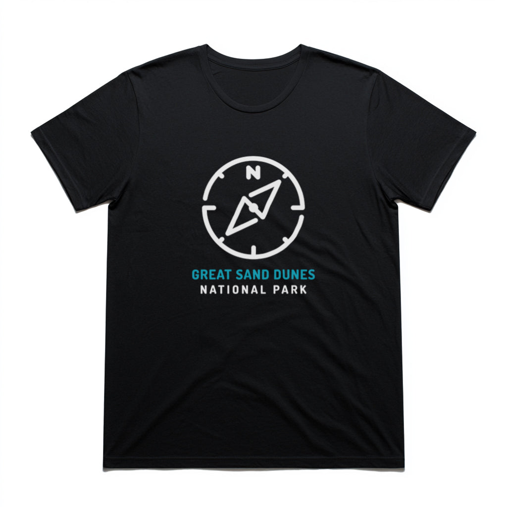 Great Sand Dunes National Park T-Shirt Compass Design in Black