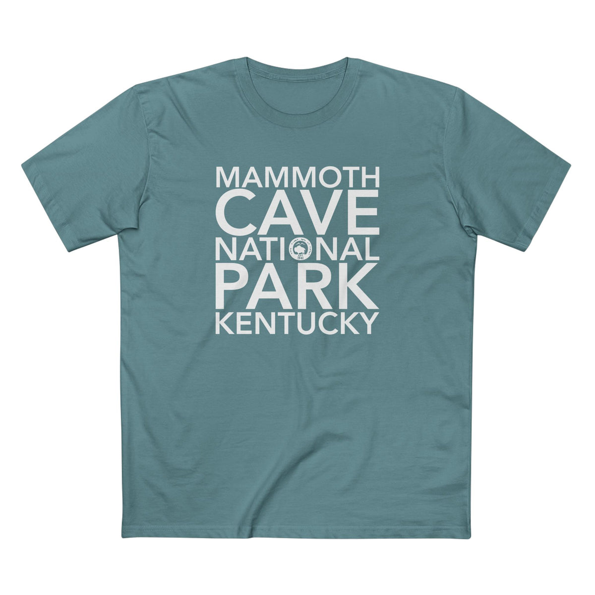 Mammoth Cave National Park T-Shirt Block Text in Slate Blue