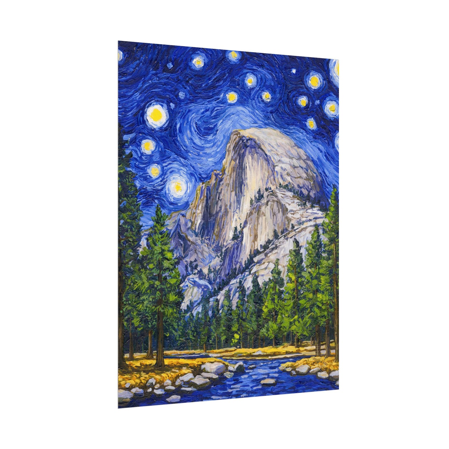 Yosemite National Park Starry Night Poster - Premium Textured Paper
