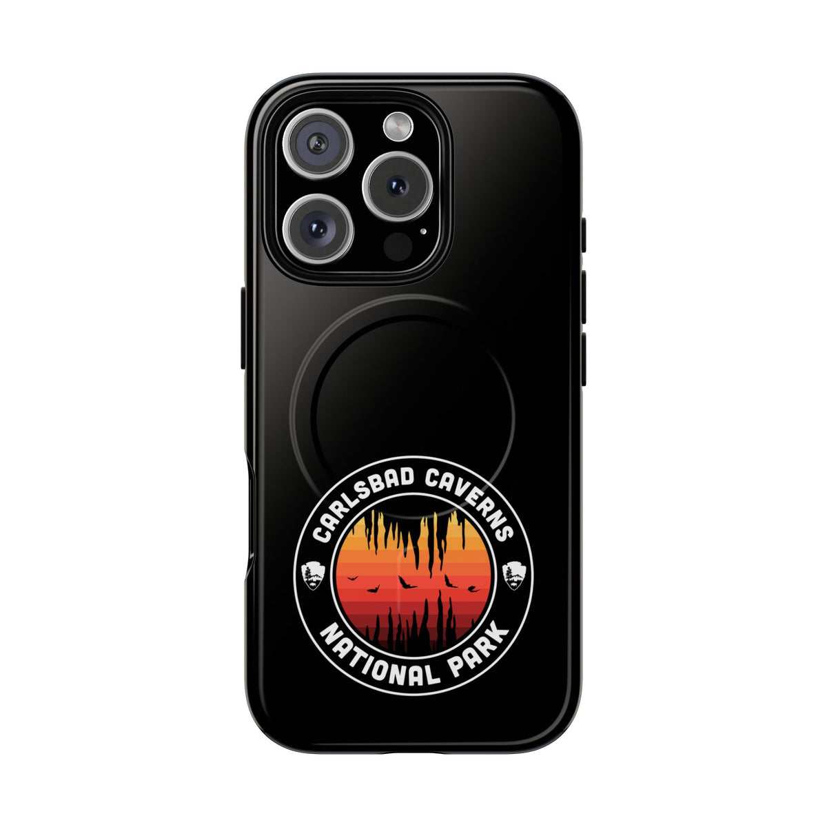 Carlsbad Caverns National Park iPhone Case with MagSafe - Orange Round Emblem Design