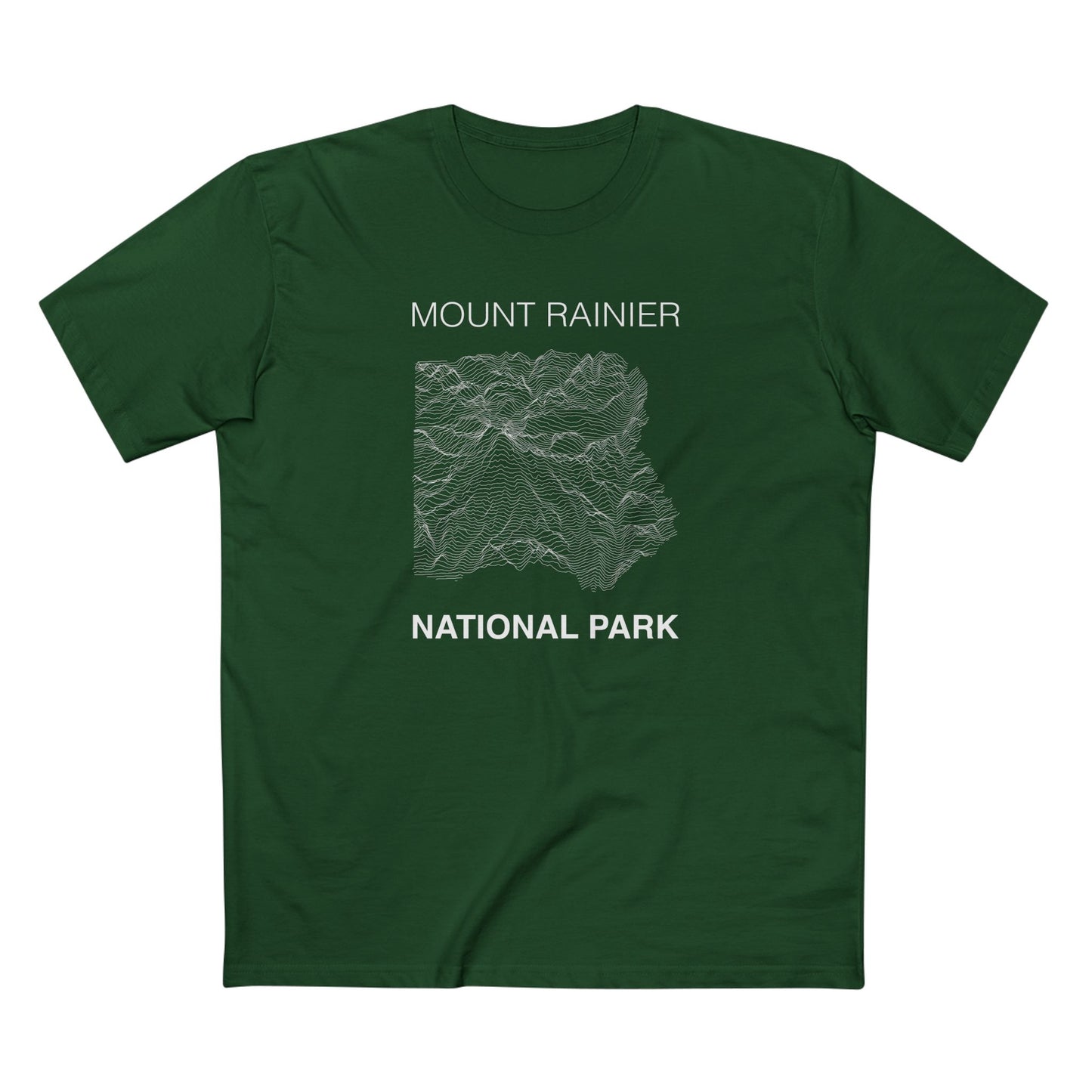 Mount Rainier National Park T-Shirt Lines in Forest Green