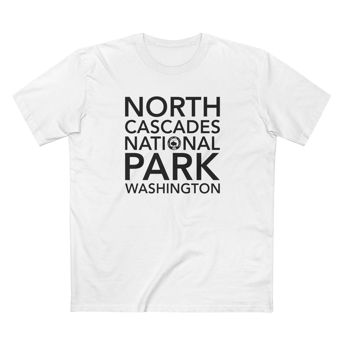 North Cascades National Park T-Shirt Block Text in White