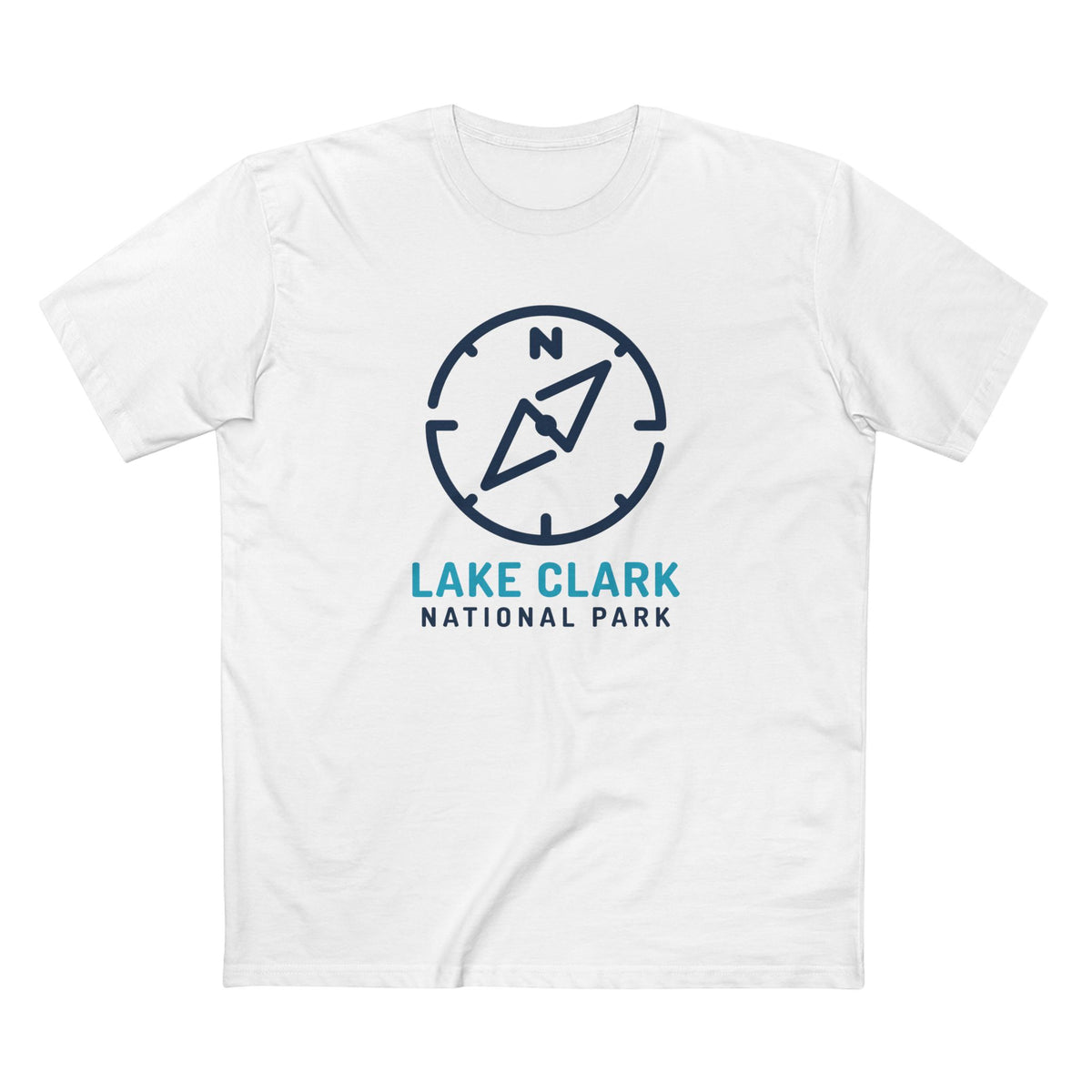 Lake Clark National Park T-Shirt Compass Design in White