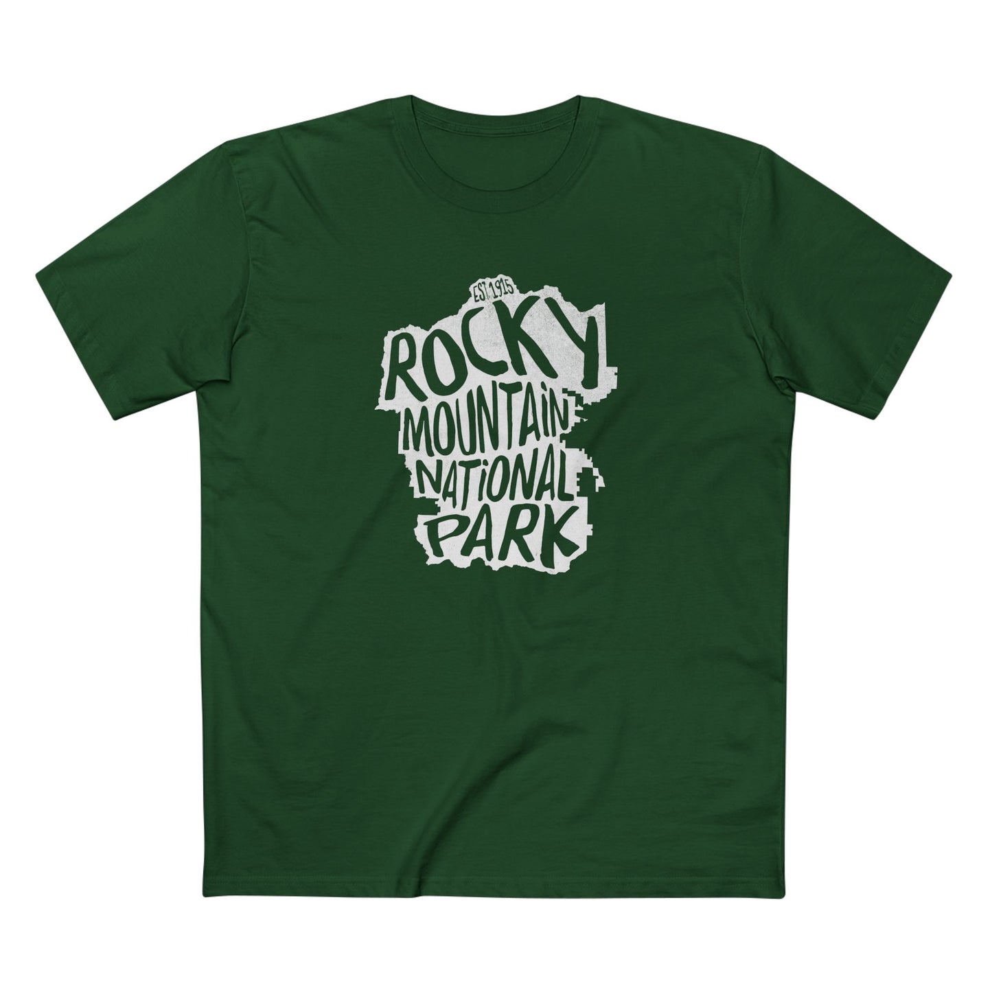 Rocky Mountain National Park T-Shirt - Map in Forest Green
