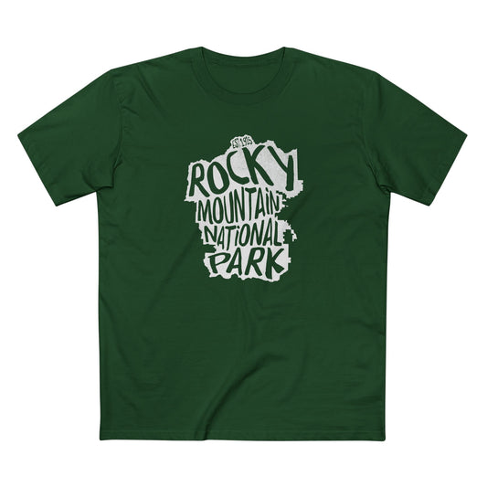 Rocky Mountain National Park T-Shirt - Map in Forest Green