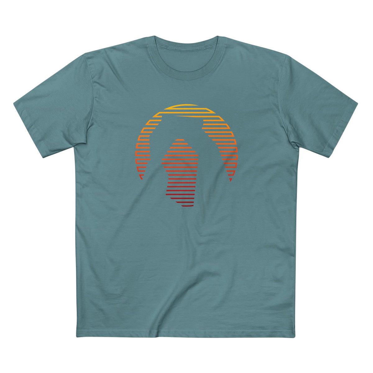 Arches National Park T-Shirt - Delicate Arch Orange Gradient in Slate Blue