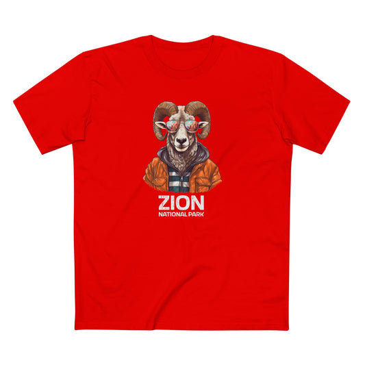 Zion National Park T-Shirt - Bighorn Sheep in Red