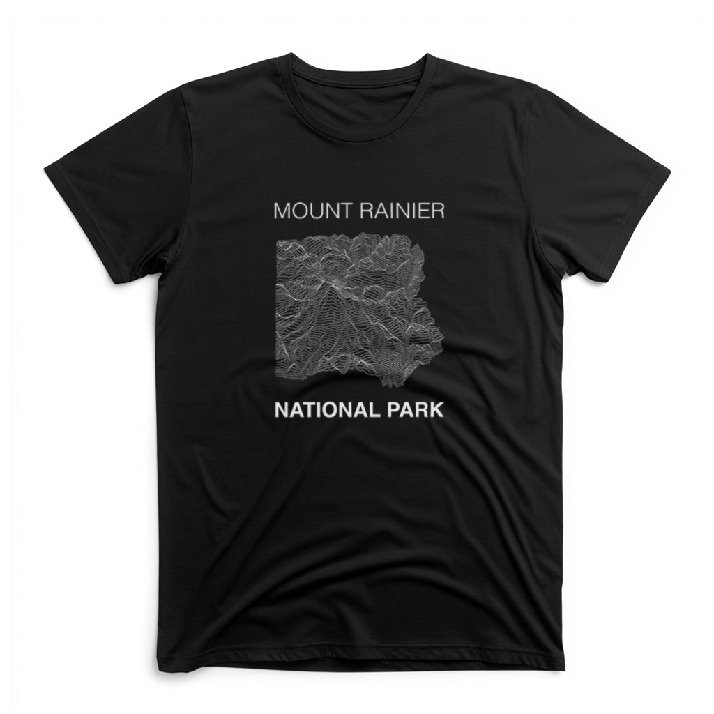 Mount Rainier National Park T-Shirt Lines in Black