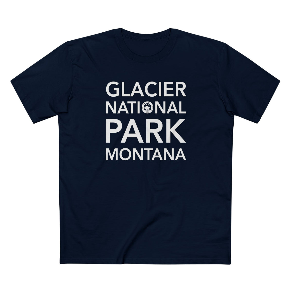 Glacier National Park T-Shirt Block Text in Navy