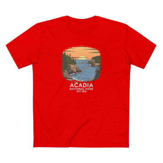 Acadia National Park T-Shirt - Vintage Design in Red