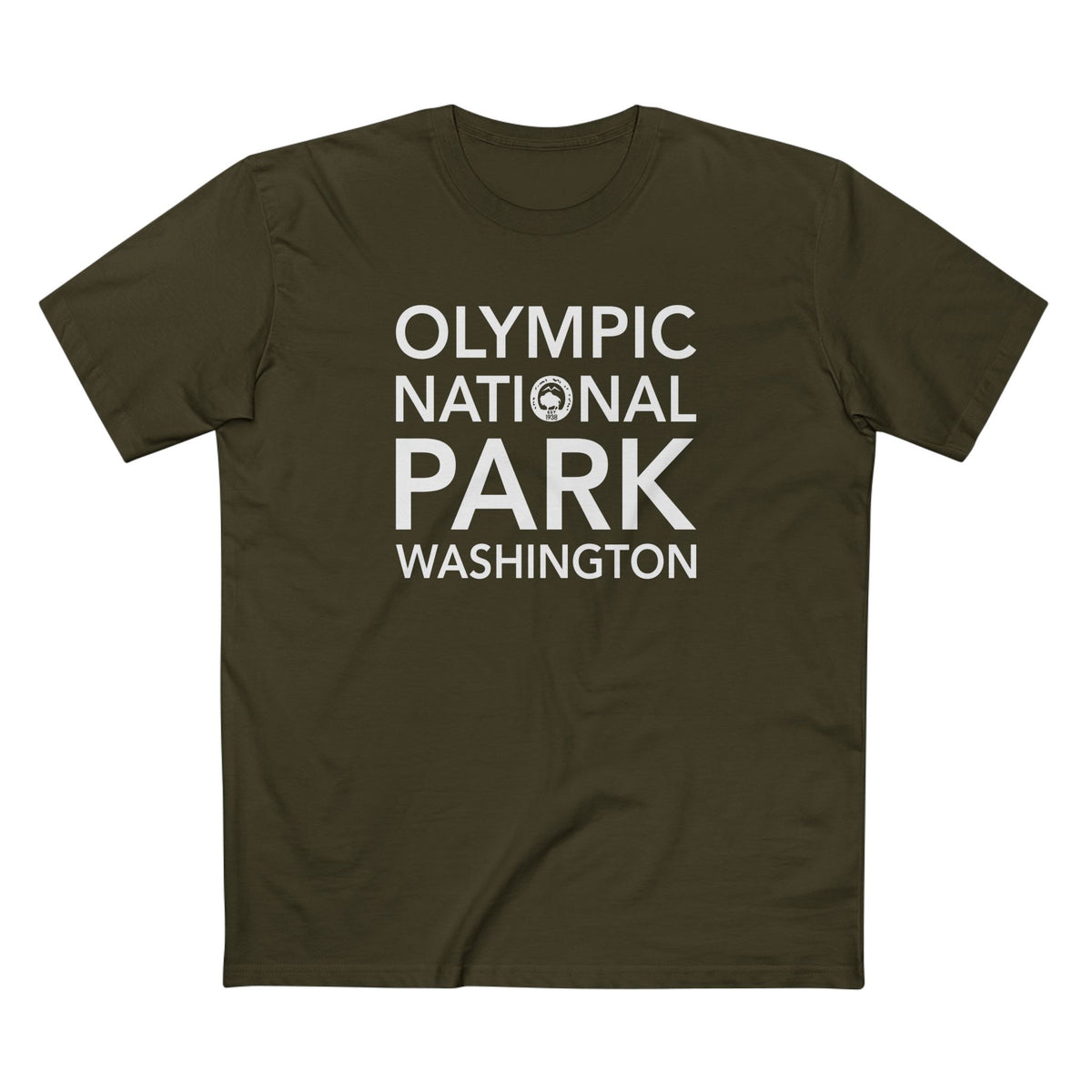 Olympic National Park T-Shirt Block Text in Army