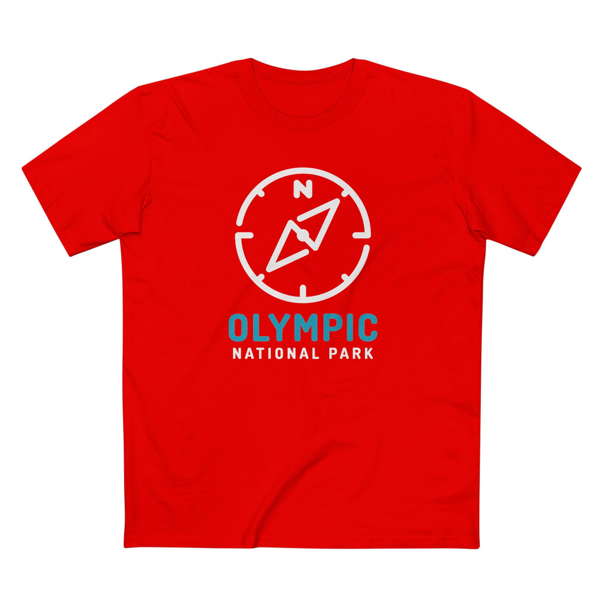 Olympic National Park T-Shirt Compass Design in Red