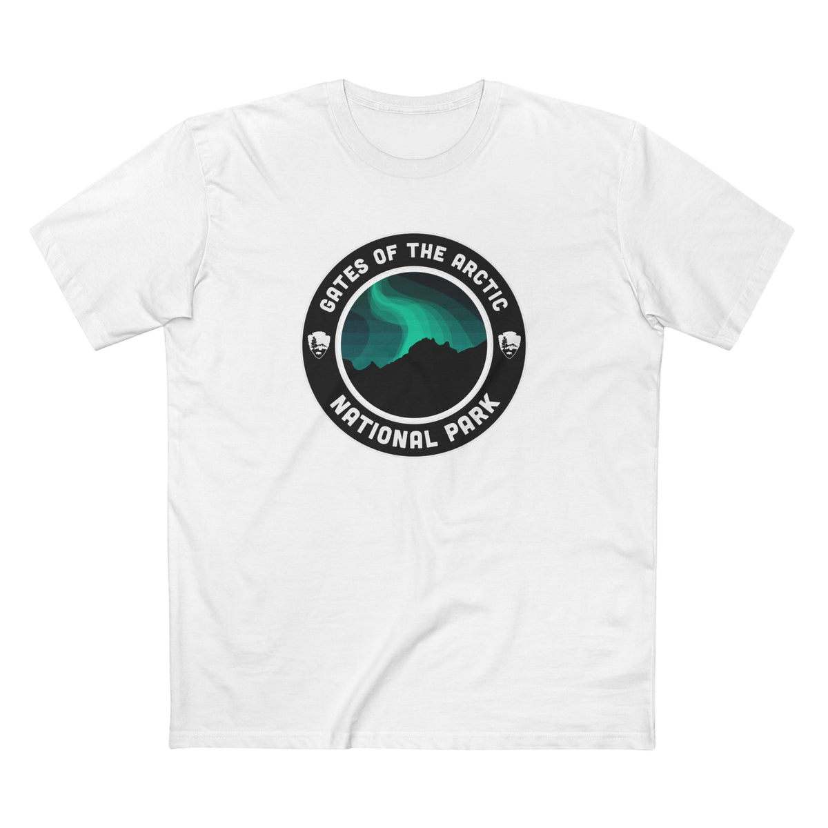 Gates of the Arctic National Park T-Shirt - Round Badge Design in White