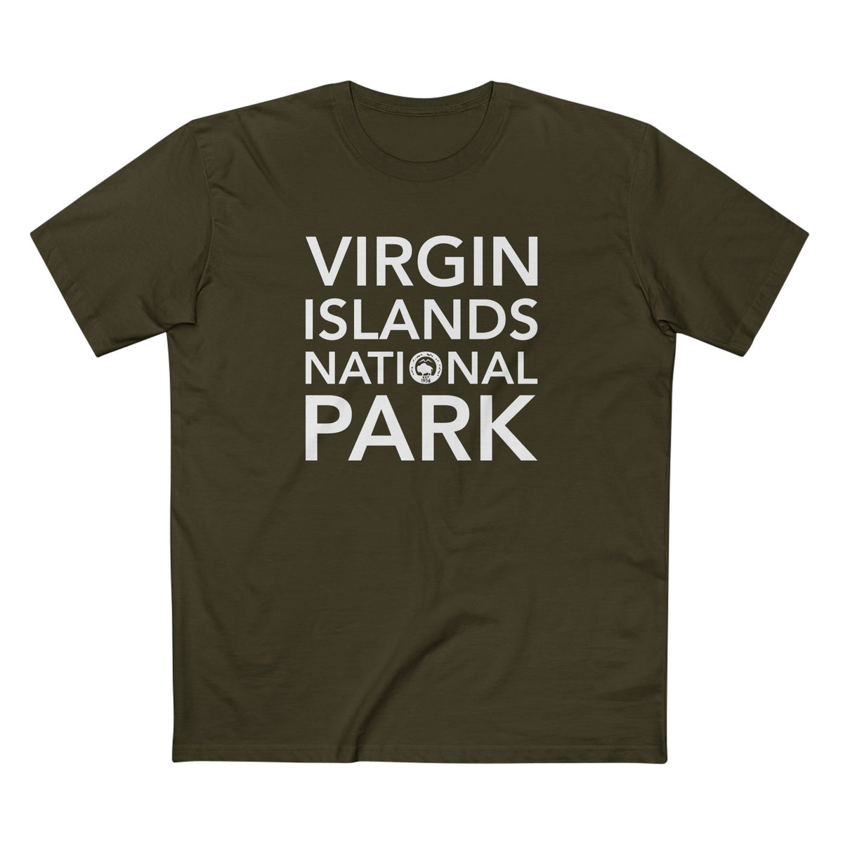 Virgin Islands National Park T-Shirt Block Text in Army