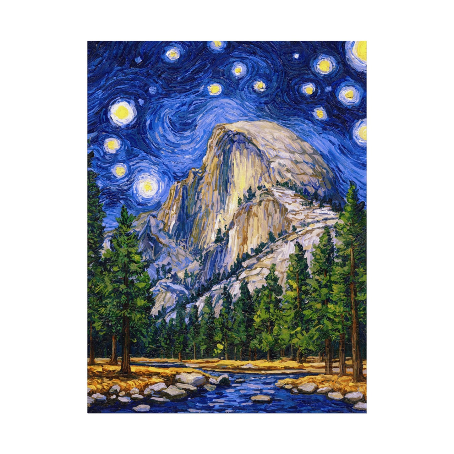 Yosemite National Park Starry Night Poster - Premium Textured Paper